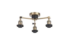 D1027AB  Dreifa Curved Round Ceiling (FRAME ONLY), 3 x E27, Antique Brass/Black
